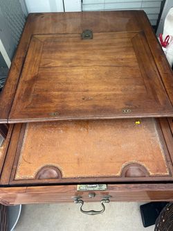 Antique Wooden Writing Desk with Hidden Compartments