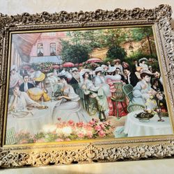 Beautiful French Painting With Ornate Frame