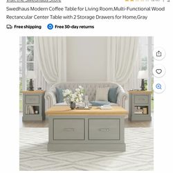 (5) brand new in box Modern Coffee Table for Living Room,Multi-Functional Wood Rectancular Center Table with 2 Storage