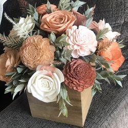 Centerpieces Made With Wood Flowers