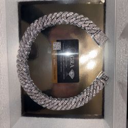  GRA Certified Sterling Silver 20 In. Iced Out Cuban Chain (New)