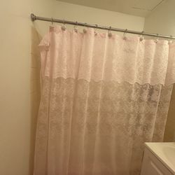 Light Pink Lace Curtain For Bathroom 