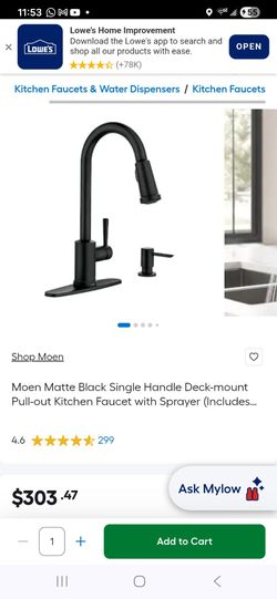 Moen Edwyn One Handle Matte Black Pull-Down Kitchen Faucet