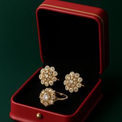 Luxury 3-Piece 18K Gold Flower Jewelry Set – Like New
