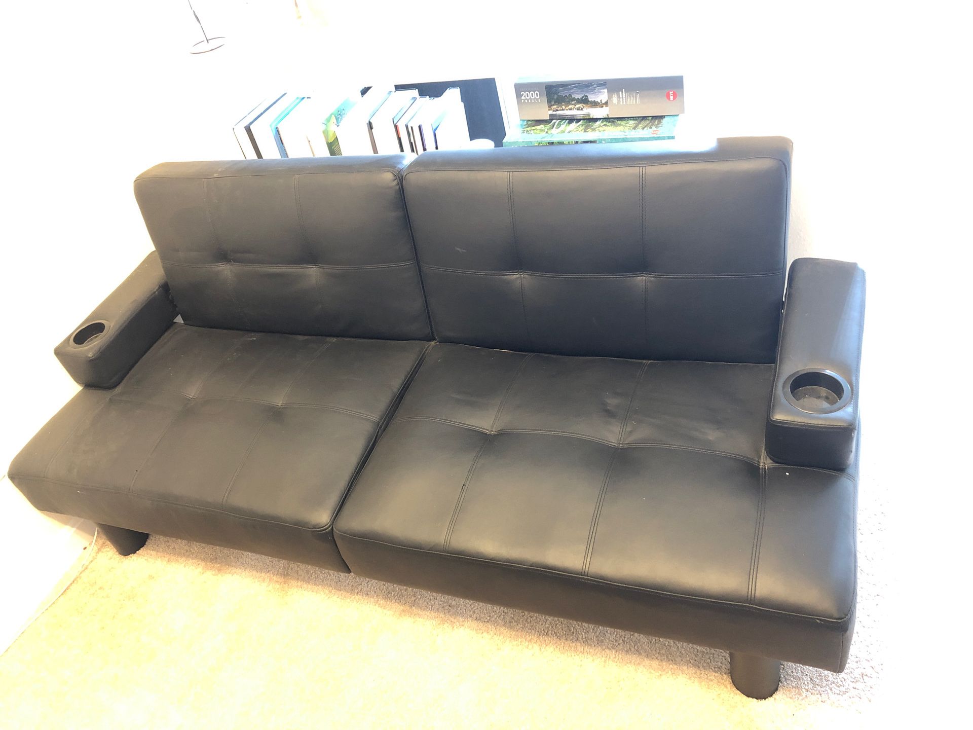 Black leather futon