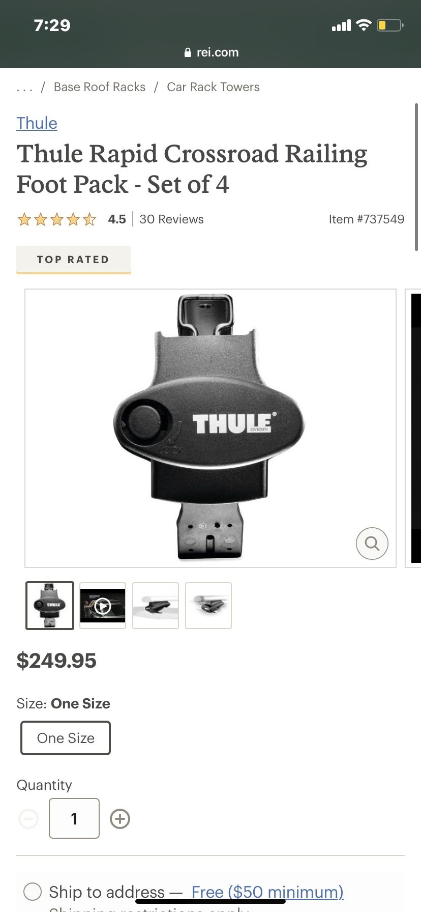 Thule Rapid Crossroad Railing Foot Pack 
