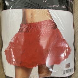 Red Layered Tulle Petticoat Costume Skirt