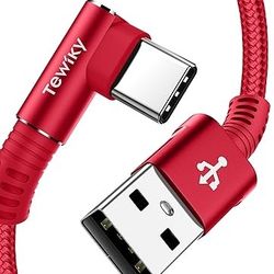 Tewiky USB C Cable [2-Pack 6.6ft], 3.1A Type C Charger Fast Charging Cord Right Angle Compatible with iPhone 16e 16 15 Pro Max Plus, Samsung Galaxy A1