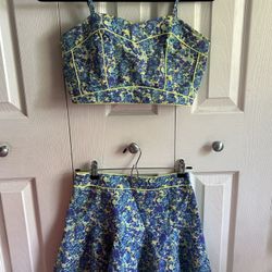 Topshop Blue And Green Floral Summer Set