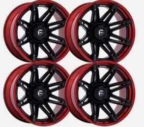 Fuel FC401 Brawl 22x10 6x135 -18 Matte Black Candy Red Lip Wheels Set of 4