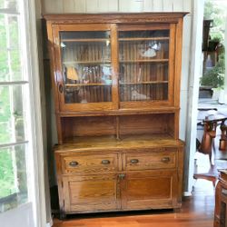 Antique Wooden Step-back Cabinet