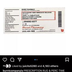 burnt Company la pharmacy script custom rug Street Wear Fenix Flexin RARE