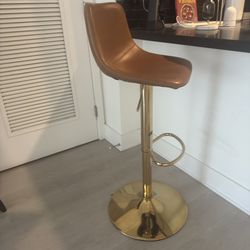 Modern Adjustable Bar Stools – Set of 2 (Brown & Gold) – $80