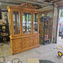 wooden lighted display cabinet 