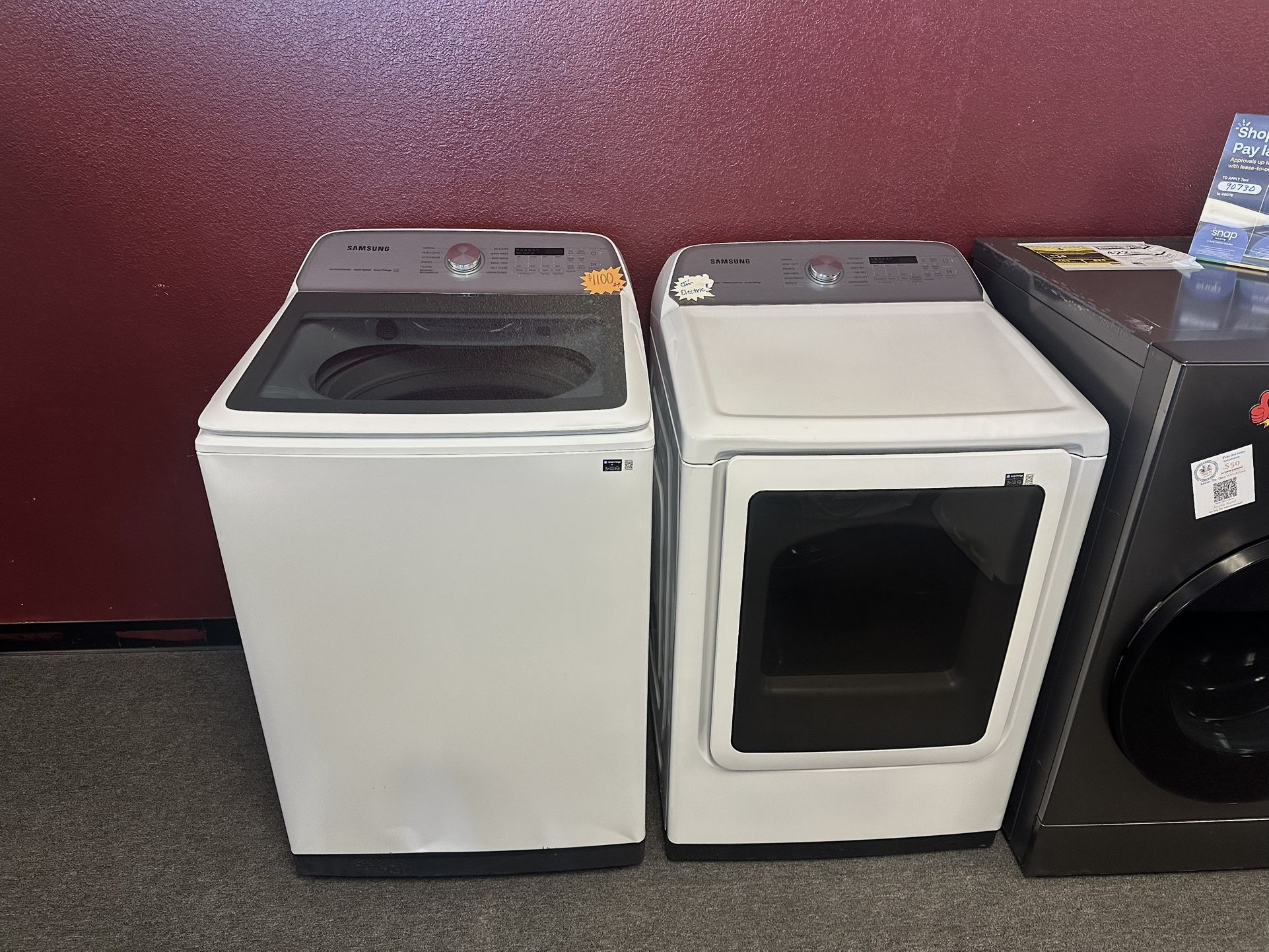 Open-Box Samsung Washer And Electric Dryer