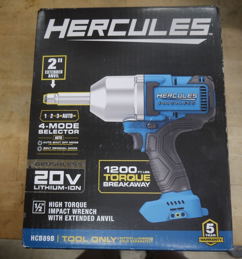 Hercules 20V Brushless Cordless 1/2" Impact Wrench, Extended, HCB89B - NEW