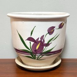 Ceramic Flower Pot Pottery Planter With Drip Tray Attached