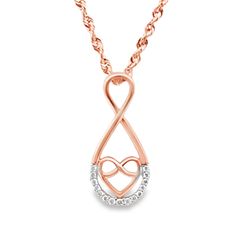 10k White Gold Diamond Infinite Heart Pendant 0.10 ctw 