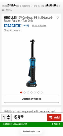 HERCULES 12V Cordless, 3/8 in. Extended-Reach Ratchet - Tool Only