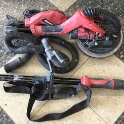 Bauer 9” Orbital Drywall Sander Variable Speed Telescoping Folding Handle Handle Vacuum Hose