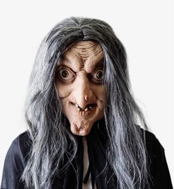 Old Witch Halloween Latex Mask with Hair