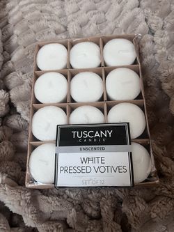 New Tuscany White Pressed Votives 12 Count