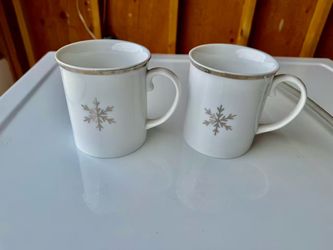 Target Holiday 07 Silver Noel Christmas Porcelain Mugs - Set of 2
