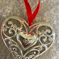 Lenox Sparkle and Scroll Clear-Crystal Heart Ornament 851309 (Heart)

