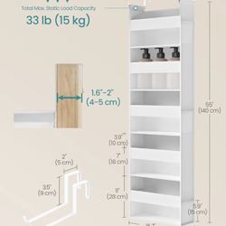 SONGMICS Over The Door Hanging Organizer 5-Tier Fabric Storage - White