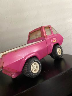 Vintage 1970's Tonka Pink Pickup Truck, Pressed Steel Small Metal Toy Truck