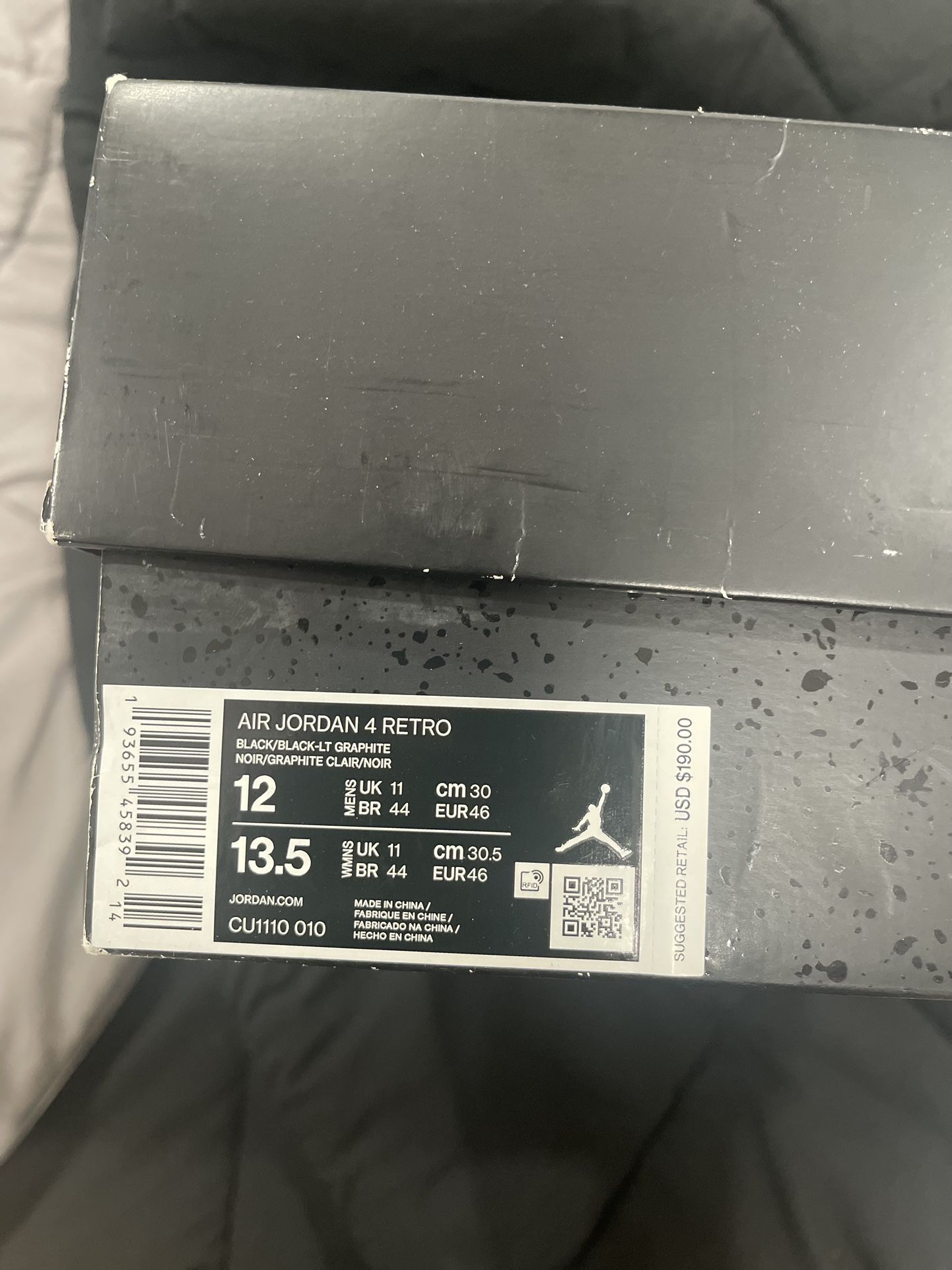 Nike Air Jordan 4 Retro Black Cat 2020 CU1110-010 Size US 7.5 with