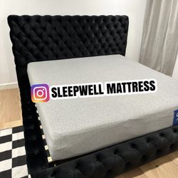 New King Bed Frame With Mattress 