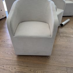 Restoration Hardware Upholstered Barrel Dining Chairs – Set of 10 – Designer Linen – Like New