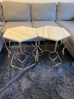 Set of 2 Gold Accent / Side Tables