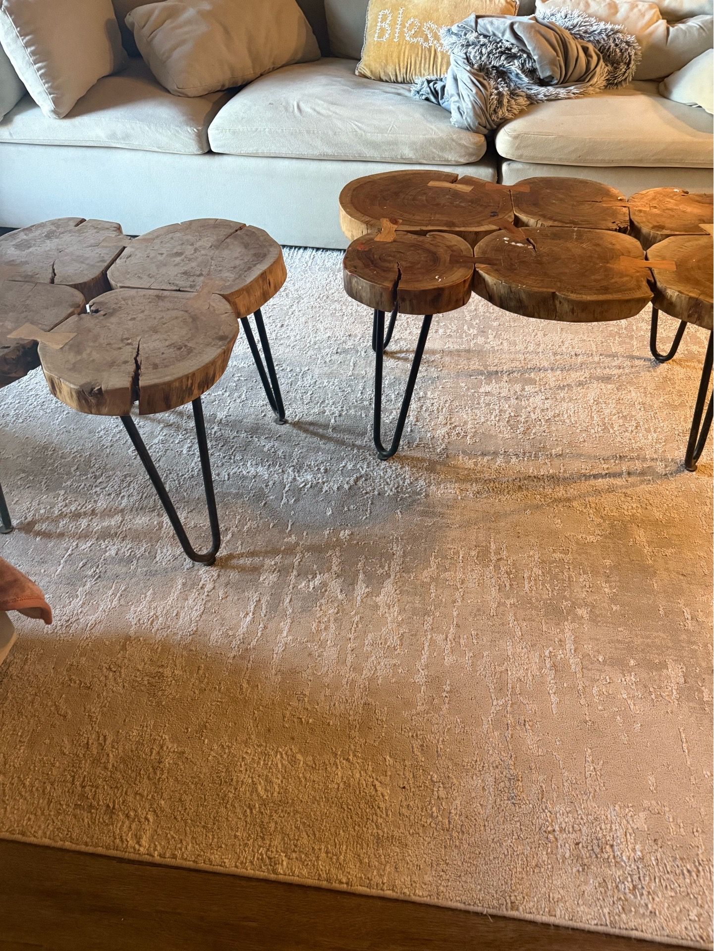 Live Edge Wood Coffee Table + Side Table Set (Rustic/Modern)