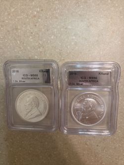 2018 South African Krugerrand 1 oz 999.9 Silver Coin.  One Left