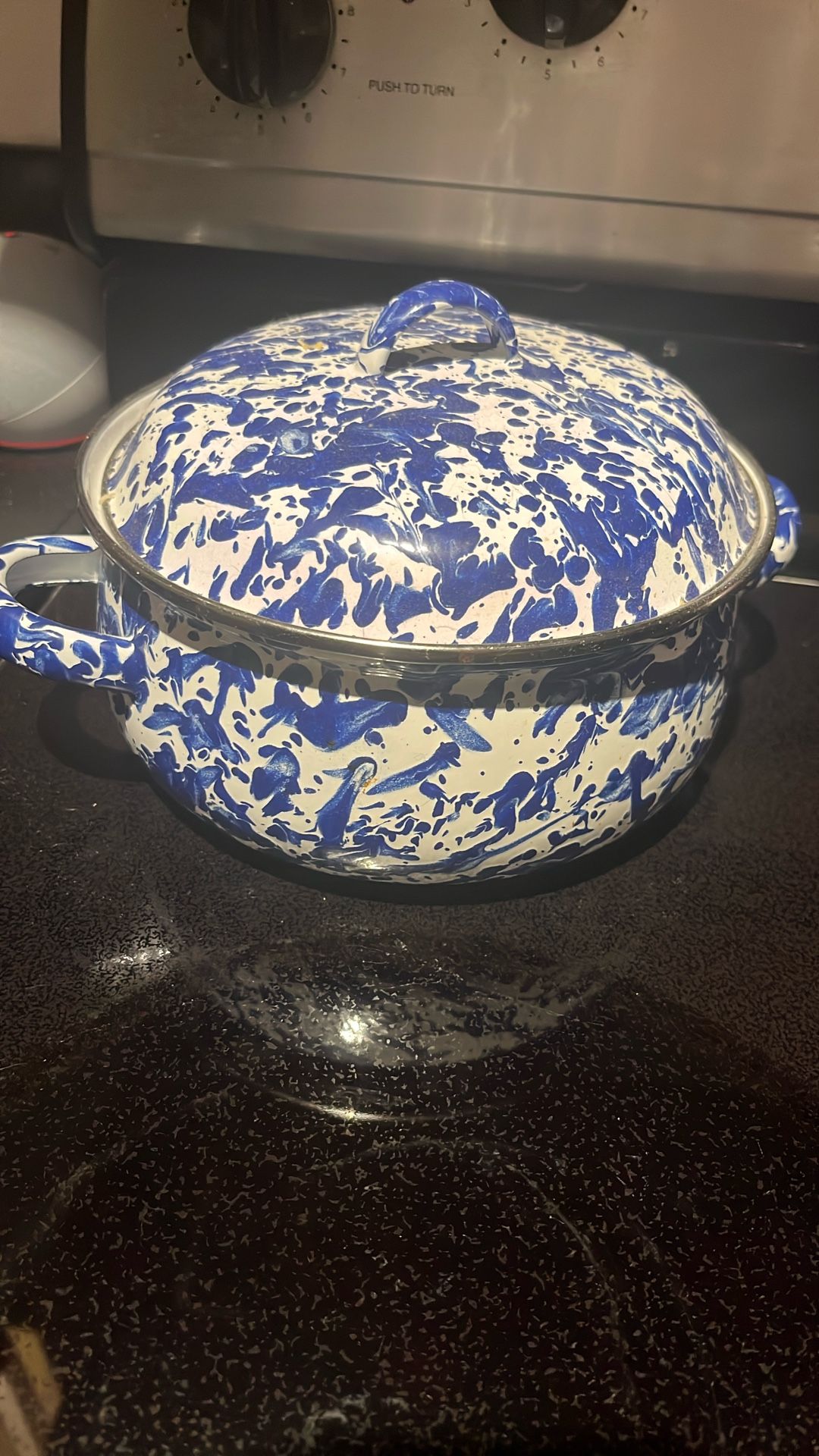 Golden Rabbit Cobalt Swirl Enamelware Dutch Oven