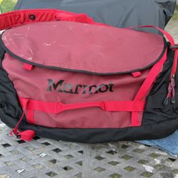 Large red marmot Duffle Bag For Camping, back Straps 