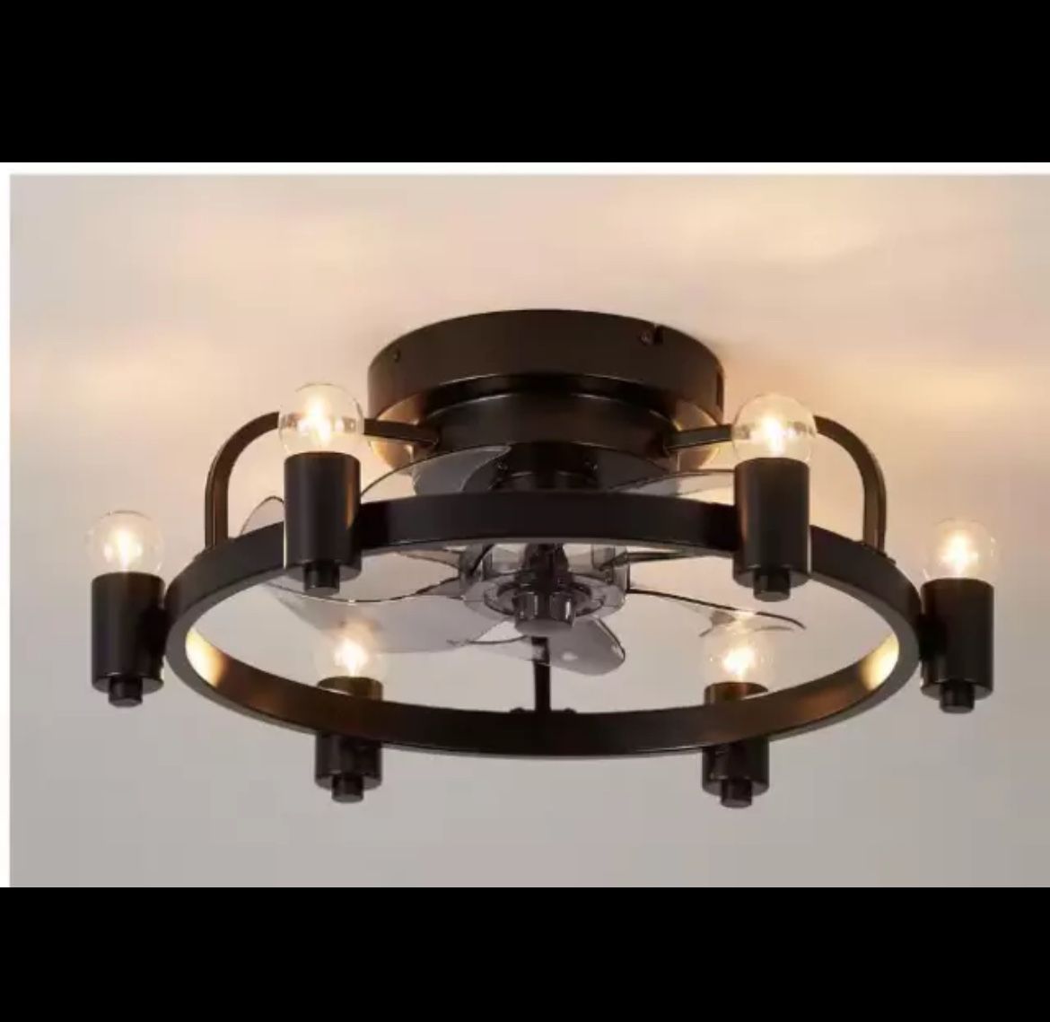 Blade Span 13.7 in 20 in 6-Light Small Modern Black Ceiling Fan w/Light & Remote