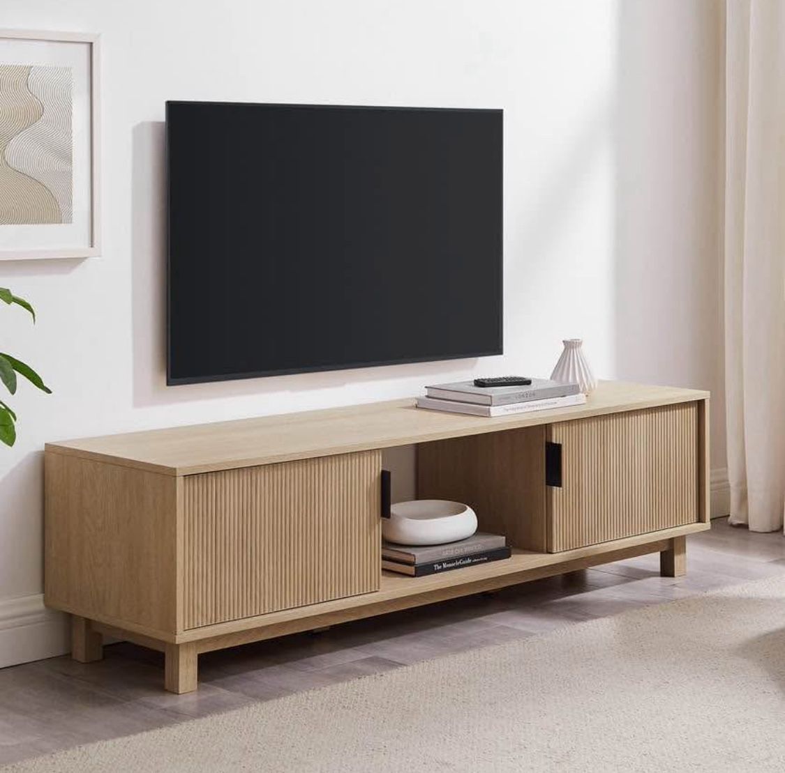 New Scandinavian Japandi Reeded Door TV Stand