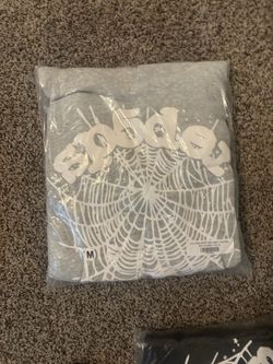 medium light gray sp5der hoodie