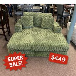Olive Green 2 Arm Chaise Sofa  //  Limited Time Offer 