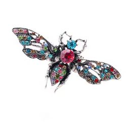 Silver with multocolored crystals bee ring womens ladies gift