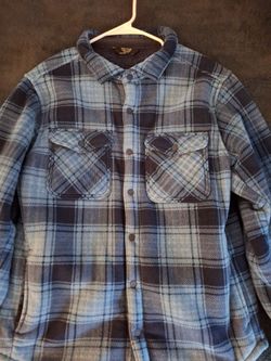 Blue Plaid Sherpa-Lined Flannel Shirt Jacket
