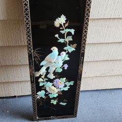 Vintage Mother Of Pearl Birds Chinese Wall Panel Wall Art