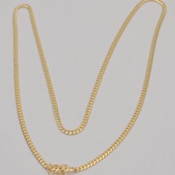10K Solid Yellow Gold Cuban Chain Necklace 24” 3.2mm 19.3g