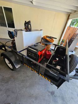 CARWASH EQUIPMENT READY FOR WORK
HONDA GX200 GASOLINEPRESSURE WASH
-WATER TANK 100GAL WITH HOSE
-100FT ROLLING REEL WITH HOSE
-SHORT GUN AND LARGE
350