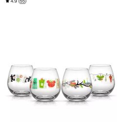 Disney Mickey Mouse Wine Glasses Set Of 4
