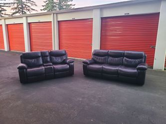 Brown Leather Couch And Loveseat Set - Free Delivery