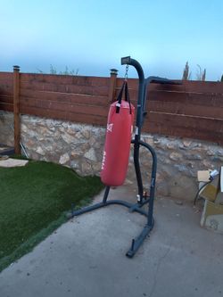 Everlast heavy bag with the boxing stand